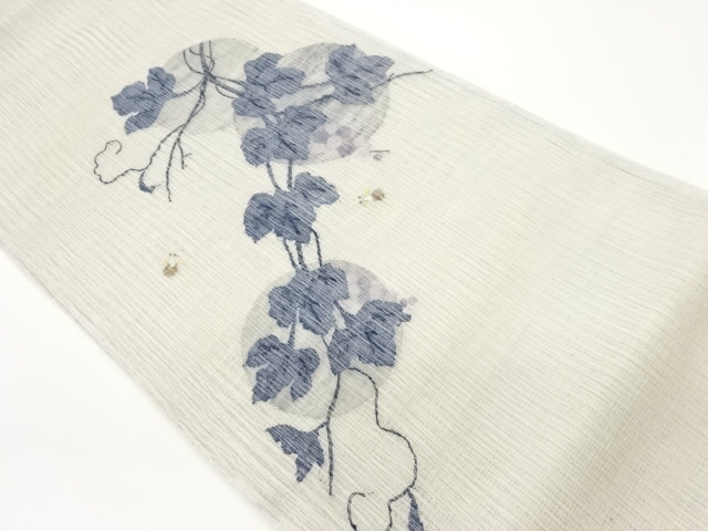 すくい織丸に葡萄唐草模様織出し夏用袋帯